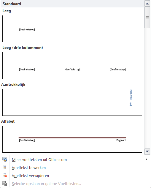 Microsoft Office 2010 - Word - Voettekst Een voettekst is die tekst, zoals de titel van een hoofdstuk die je onderaan elke pagina vindt.