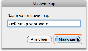 tekst Oefenmap voor Word en klik op Maak aan.