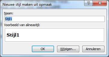 Oefening 5.4 a. Typ een stukje tekst in een specifieke opmaak. b. Maak hiervan een stijl met de naam Test. c. Bekijk of de stijl op het lint verschijnt.