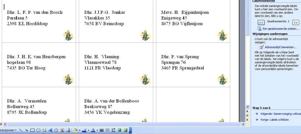 Rest u nog aan de rechterzijde te klikken op Labelvoorbeeld en ten slotte op