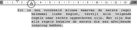 1 Het driehoekje bovenaan Om de werking hiervan goed te begrijpen is het belangrijk te weten dat een alinea die uit meerdere regels bestaat, laat ons zeggen 5 regels, eigenlijk steeds kan opgedeeld