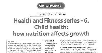 er steeds meer wetenschappelijk bewijs is dat: Goede Voeding nu essentieel is voor gezondheid later Jonge