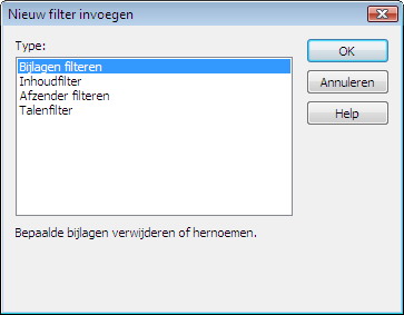 AntiSpam verwijderen, markeert u het en klikt u op de knop Verwijderen De filtermogelijkheden die hier beschikbaar zijn, zijn extra filters die het eigenlijke spamfilter van AntiSpam ondersteunen en