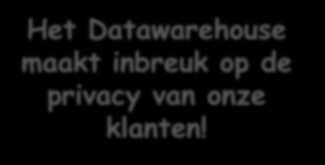 In de standaard situatie worden transactiegegevens geanonimiseerd bewaard Vanuit het Datawarehouse KAN wel uitgebreidere dienstverlening geleverd