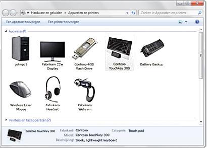 Met Device Stage kun je communiceren met compatibele apparaten die zijn aangesloten op de computer.