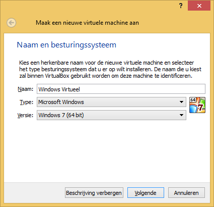 4 Een nieuwe virtuele machine aanmaken Om een nieuwe virtuele machine aan te maken, gaan we als volgt te werk: Klik op de knop Nieuw op het hoofdscherm van VirtualBox.