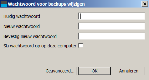 7.2 Wachtwoord wijzigen IBANC biedt de mogelijkheid om uw backups met een wachtwoord te beveiligen. Dit wachtwoord kunt u wijzigen.