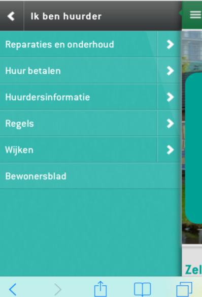 Praktijkcase: Parteon website De oplossing van Parteon bestaat uit een desktop website (links) en een mobiele skin (inzet rechtsonder). Van beide presentatievormen ziet u het menu.