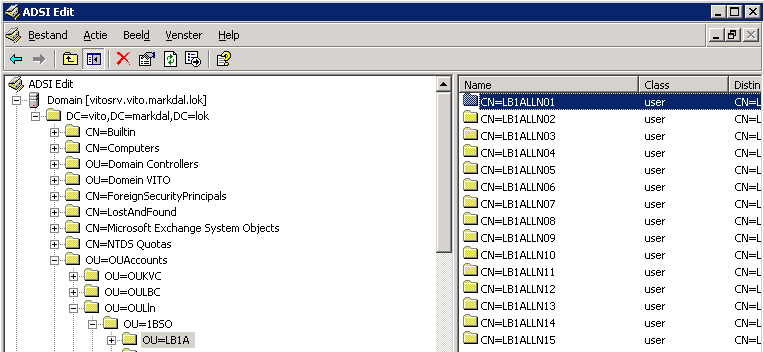 Bv. Wanneer een veldnaam en/of systeemkolomnaam wordt opgegeven die reeds in gebruik is, wordt er een foutmelding gegeven: Geavanceerd: ADSIEdit Deze tool zit