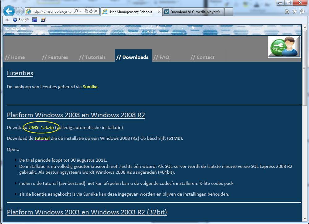 1. Download de software van umschools.dyndns.org: 2.