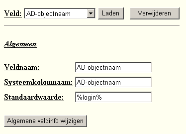 5.1.2 Veld wijzigen Als u voor Veld wijzigen kiest, zal u eerst het te wijzigen veld moeten selecteren en vervolgens Laden.