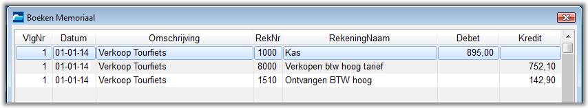 Boeken-menu/Boeken Dagboeken Deze journaalpost levert hetzelfde resultaat op als de boeking in dagboek Kas.