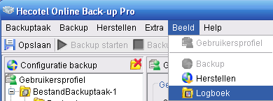 5.3 Logboek U kunt op twee manieren het logboek in uw back-up software benaderen, te weten: 1. Beeld>Logboek 2. Onderaan het venster op de tab Logboek klikken.