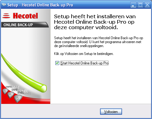 8. Vooruitgang installatie van de back-up software.