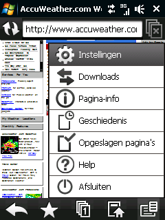 152 Internet Opera Mobile menu Tik op de menubalk op om het menu te openen.
