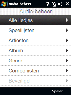 Genieten van multimedia 217 Als u in het hoofdvenster van Bibliotheek op een categorie tikt, ziet u meer submenu s met eventueel nog meer submenu s.