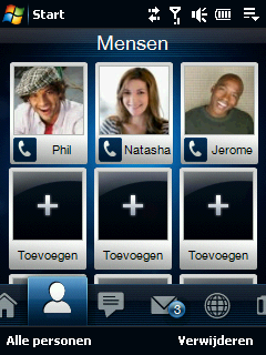 TouchFLO 67 Mensen Op het tabblad Mensen kunt u uw favoriete personen toevoegen, met wie u het vaakst communiceert.