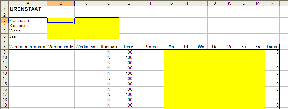 164 Kolom G t/m M: Uren maandag t/m zondag. Niet verplicht,