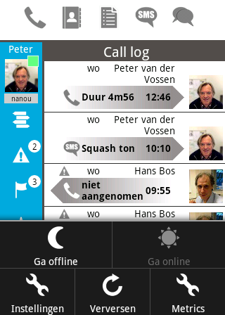 7. Instellingen Xelion datacache op de Android Op de Android houdt Xelion een database bij met daarin de gegevens van de Call Log en de Favorieten lijst.