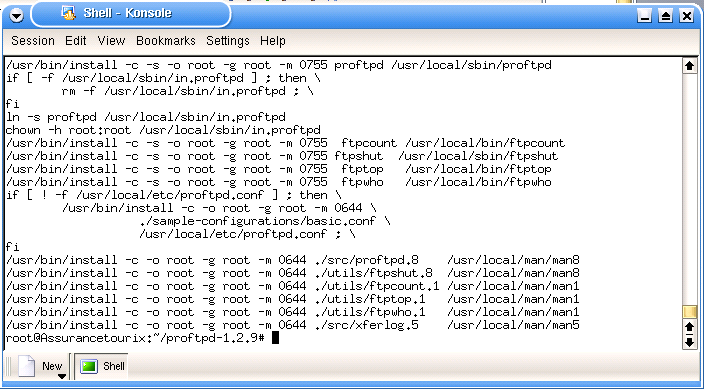 5. Je kunt de proftpd-server nu op twee manier starten: met de hand door naar de directory van de geinstalleerde proftpd te gaan (als je niet weet waar deze is, kun je aan Ubuntu Linux vragen waar