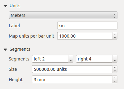 Main properties The Main properties dialog of the scalebar Item Properties tab provides following functionalities (see figure_composer_18): Figuur 18.