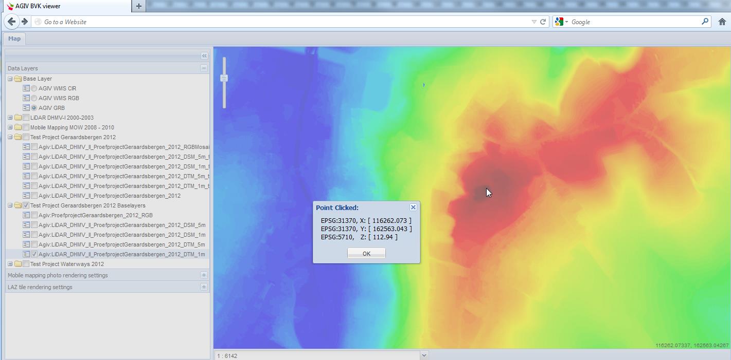4.2.5 Renderen van 3D data binnen de BVK viewer Het is eveneens mogelijk om de LiDAR puntenwolken (ruwe