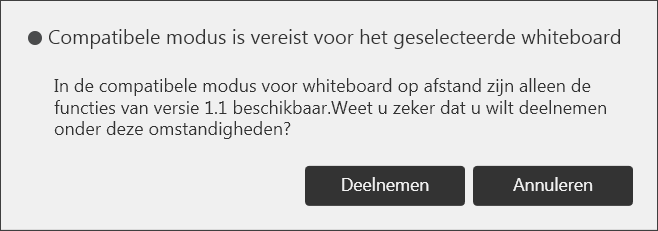 Deelname aan een whiteboardsessie op afstand Als het whiteboard op afstand, waaraan u wilt deelnemen, geopend is met beperkte beschikbare functies, kunnen de deelnemende whiteboards geen bestanden