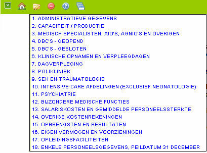 3.2 Kies in te vullen enquête Voor het verslagjaar 2007 hoeft u geen keuze te maken. In volgende jaren kiest u eerst uw enquête. Voor academische en algemene ziekenhuizen is er een aparte vragenlijst.