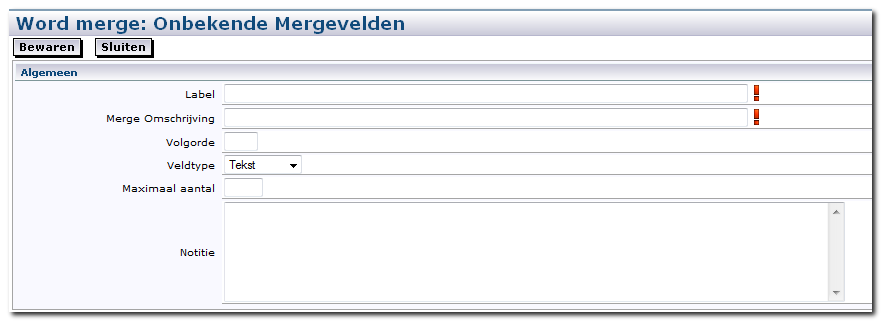 Bij het gebruik van onbekende mergevelden in een mailtemplate worden de velden in een aparte sectie getoond. 3.5.