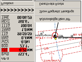 De onderste balk met <<<<< geeft de richting aan waarin gestuurd moet worden om het schip exact op de route te houden m.a.w. de XTE zo klein mogelijk te houden.