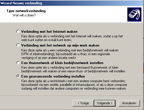 een dial-up modem serial interface infrarode interface parallele poort interface een VPN-interface 5. Zelf aan de slag Voor het opzetten van een VPN-verbinding beschikt Windows XP over een wizard.