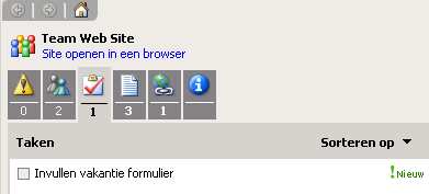 Enkel onderdelen zijn taken, links, MSN Contacten van teamsite gebruikers, andere documenten in de library. Je kan eveneens vanuit Office nieuwe zaken toevoegen aan de teamsite. 5.