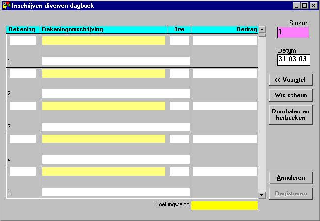 Deel 1: Hoofdstuk 4 De BTW in de praktijk Kies voor het 'Inschrijven diversen' in het menu 'Dagboeken' in de menu-strip van de WINexpert+. Figuur Deel 1: 4.7.