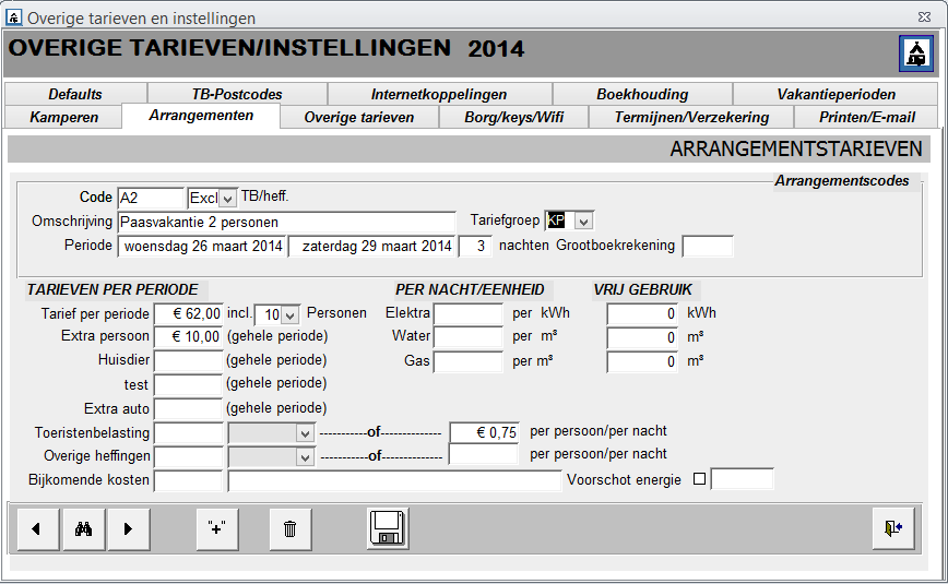 Tariefgroep Met de invulling van een tariefgroepcode heeft u de mogelijkheid om de keuzelijsten tijdens het boeken van een arrangement te verkorten.