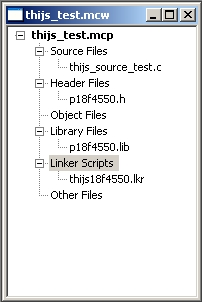 c bestand naar keuze Header files: \mcc18\h\p18f4550.h Object files: --- Library Files: \mcc18\lib\p18f4550.