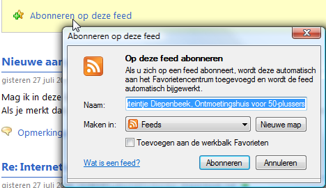 10.1.2 RSS RSS-Kanalen en Web Slices Om het RSS-kanaal in te stellen, vertrekken we vanaf het RSS-symbool.