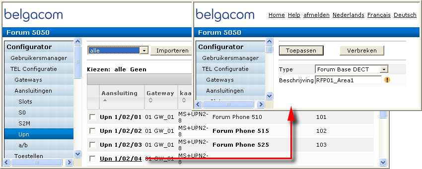 DECT instellen 211 2. Stel voor een gateway een nieuw DECT-bereik in. Klik daarvoor op de knop Nieuw.