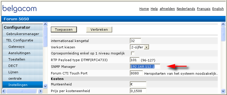 SNMP-interface 283 5. Sluit de installatie-assistent af met de knoppen Volgende, Installeren en Voltooien. Bij de installatie wordt er een Windows-service Forum 5000 Supervisor Service ingesteld.