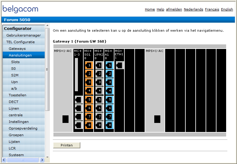 52 Systeemarchitectuur ways, de interfacekaarten die daarin zijn geïnstalleed en de TDMtoestellen en TDM-lijnen die op de interfacekaarten zijn aangesloten door middel van de webconfigurator van het