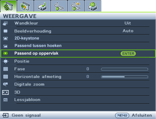 Druk op om Passend tussen hoeken te selecteren en druk op MODE/ENTER. 3. Volg de stappen 2 tot 4 hierboven.