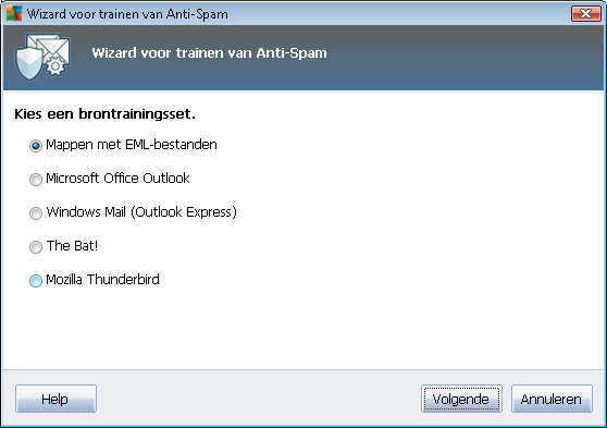 U kunt kiezen uit de volgende opties: Een specifieke e-mailclient - als u met één van de genoemde e-mailclients (MS Outlook, Outlook Express, The Bat!