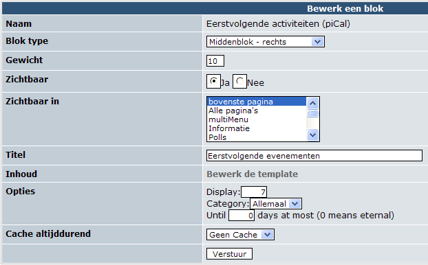 7.2 Pical Pical is een uitgebreid evenement-managementsysteem met veel mogelijkheden voor het structureren van de evenementen in categorieën instellen van permissies op categorieniveau.