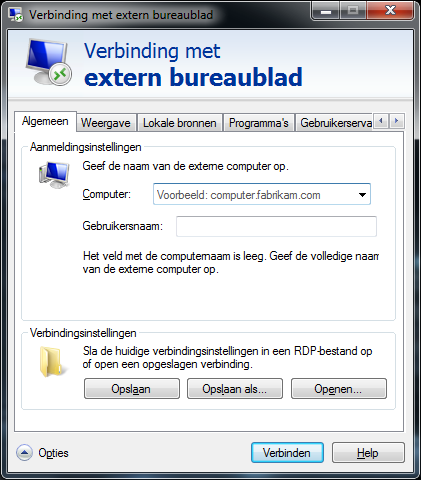 Windows XP, Vista, 7 1) Klik op Start, Uitvoeren en type in: mstsc Of start bij Start, Programma s, Bureau-accessoires het programma