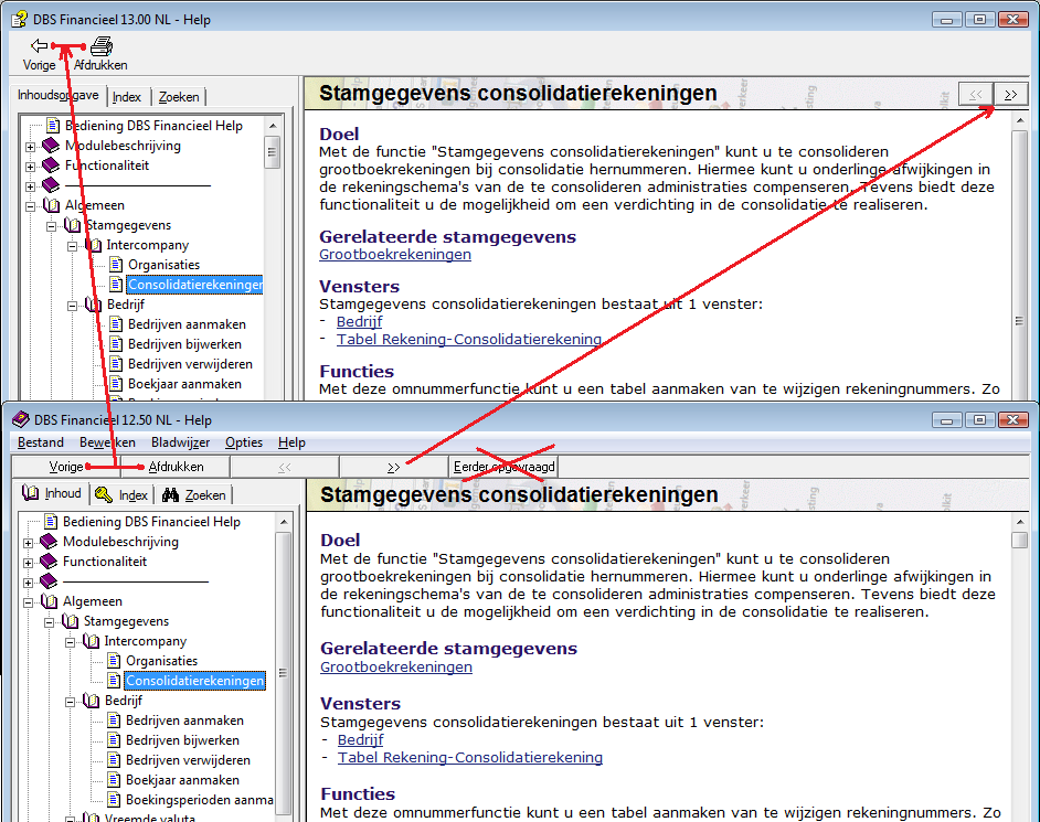 3.6.3 Verschillen tussen klassieke help (versie 12.50) en HTML help (versie 13.00) 3.