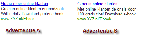 Figuur 4 De AIDA stappen zijn in Google Analytics op te bouwen A-B testen Google Adwords biedt de mogelijkheid verschillende varianten van je advertentieteksten te testen.