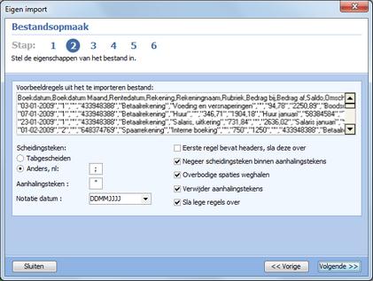 bepaald. Klik op [volgende].als u alles goed heeft gedefinieerd krijgt u een scherm te zien waarin de gegevens op de juiste plaats staan. Klik op [Volgende] om de import te starten.
