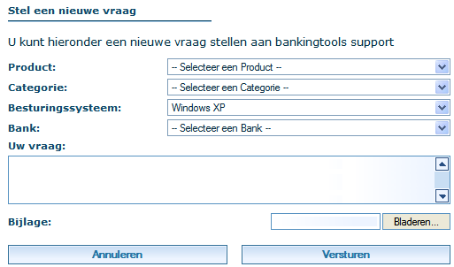 vraag, uw besturingssysteem en uw bank waarvan u de transacties downloadt in C@shflow. Klik op [Versturen] om uw vraag te versturen naar de helpdesk Helpdesk een vraag stellen 1.