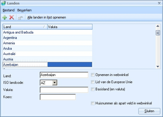 Creëren en configureren van een nieuwe administratie/winkel inclusief vormgeving 37 Standaard zijn alle lidstaten van de Europese Unie inbegrepen in uw webwinkel.