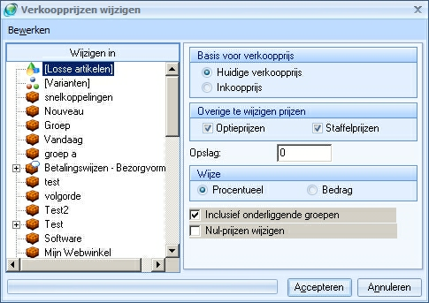 82 LogiVert Mijn Webwinkel 5.5 1. Klik in het hoofdvenster op het tabblad S tart en vervolgens in de menugroep Gegevens op A rtikelen om het venster A rtikelen te openen. 2.