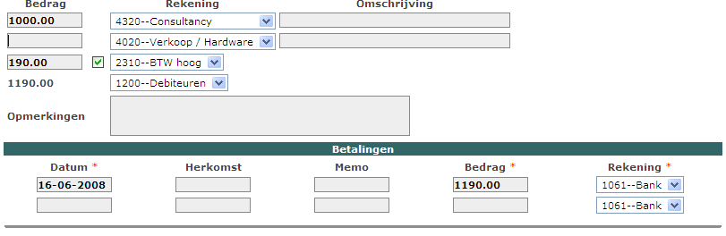 Registreren van de betaling Op he tze lfde sche rm als de b o e king: